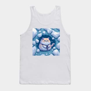 watercolor mutant icy cat in her hiding place sticker Tank Top